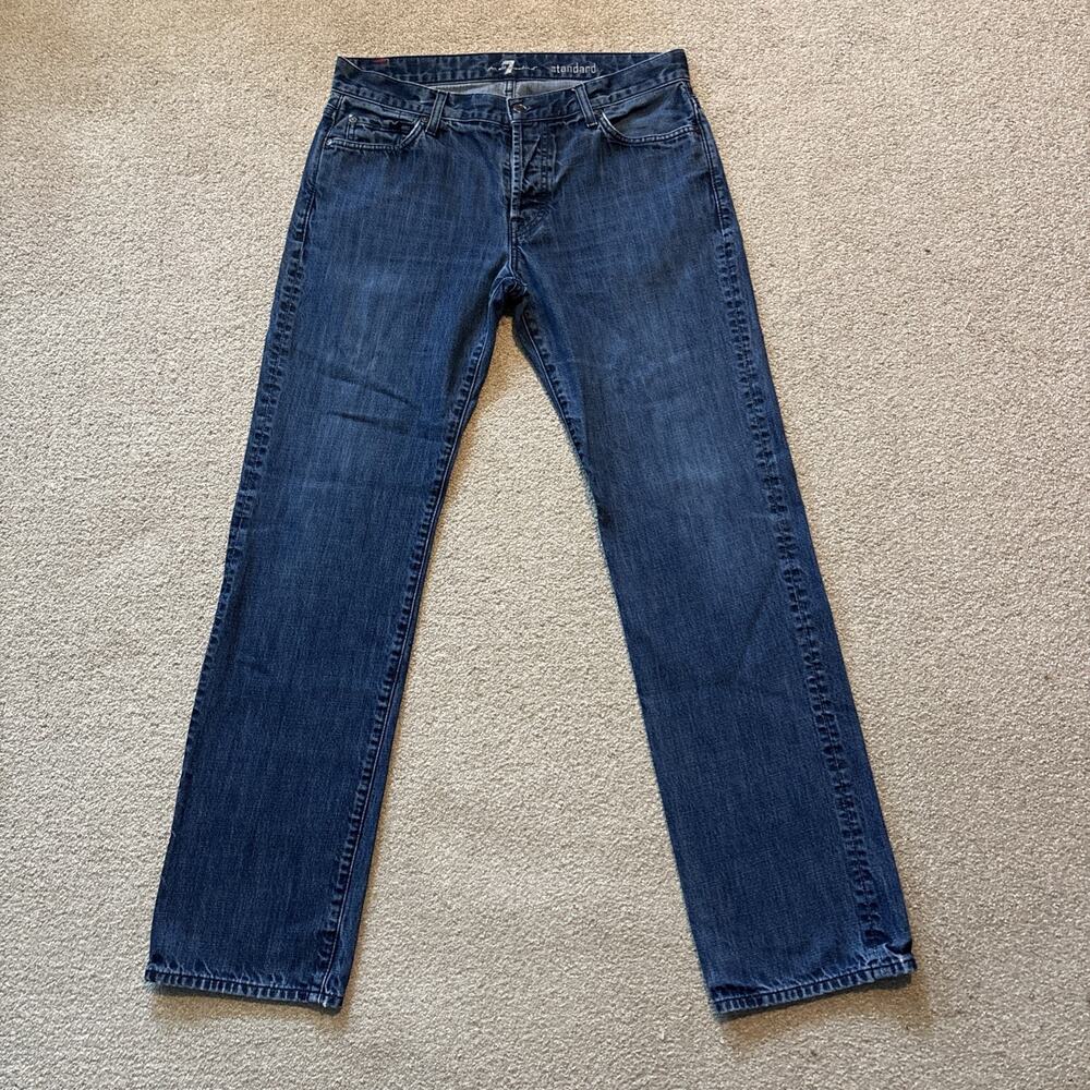 7 For All Mankind Men’s Standard Fit Straight Medium Blue Wash Jeans Sz 33/33